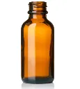 1 oz Amber Glass Boston Round Bottle, 20-410 Neck, Item #XS-GL-AMB002.webp