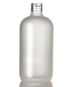 8 oz Frosted Glass Boston Round Bottle 28-410, Item # XS-GL-FR010.webp