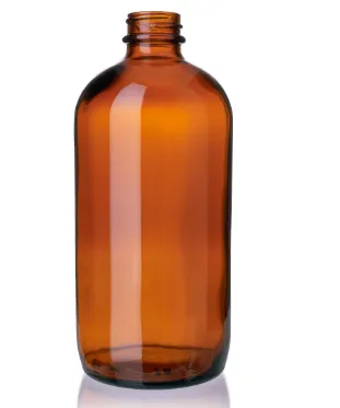 16 oz Amber Glass Boston Round Bottle 28-400, Item # .webp