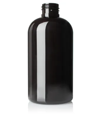 8 oz Dark Amber PET Boston Round Squat Bottle 24-410.webp