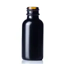 1 oz Black Amber Glass Boston Round Bottle, 20-410 Neck