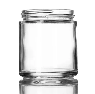 8 oz Clear Glass Jar, 70-400 With Black Metal Lid
