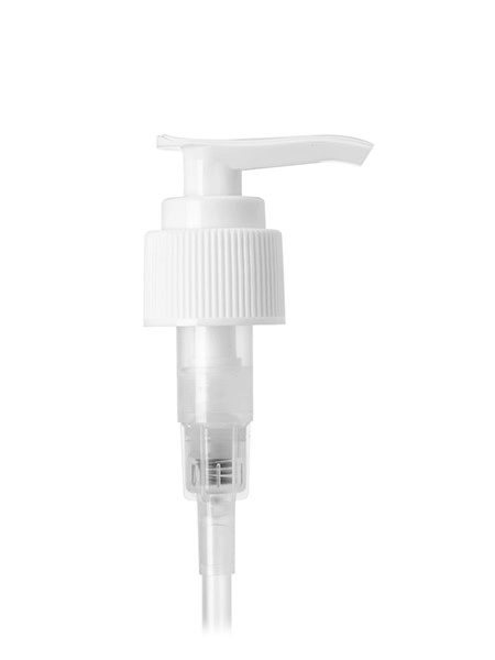 24-410 White Lotion Pump with White Head - Ribbed Collar