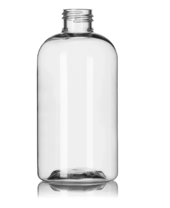 8 oz Clear PET Boston Round Squat Bottle, 24-410