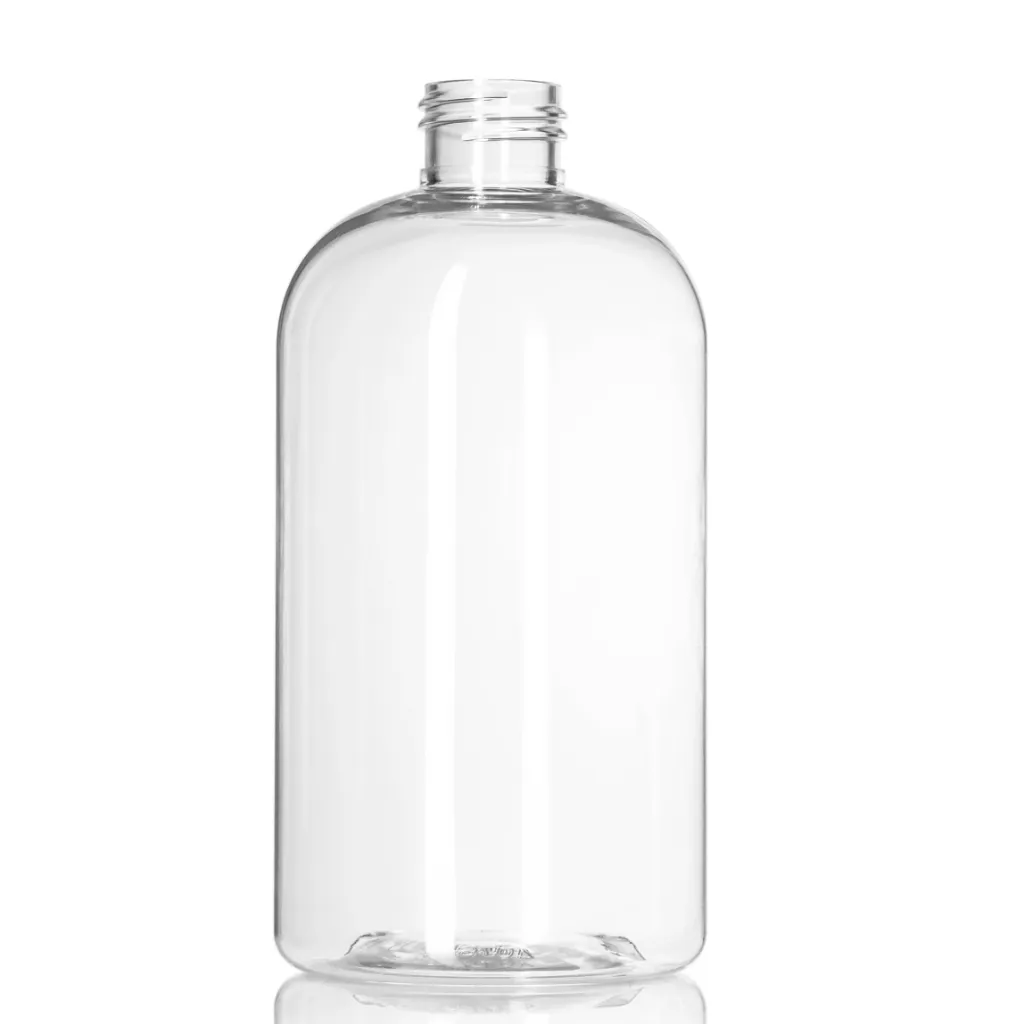 [B274CL] 12 oz Clear Boston Round Squat  Bottle, 24-410 Neck
