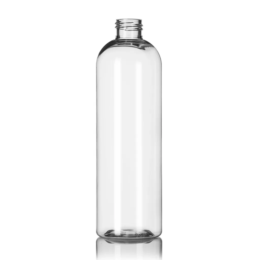 12 oz Clear Cosmo Round Bottle, 24-410 Neck