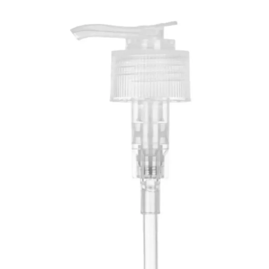 28-410 Natural Lotion Pump RIBBED Collar  Head 8" Tube
