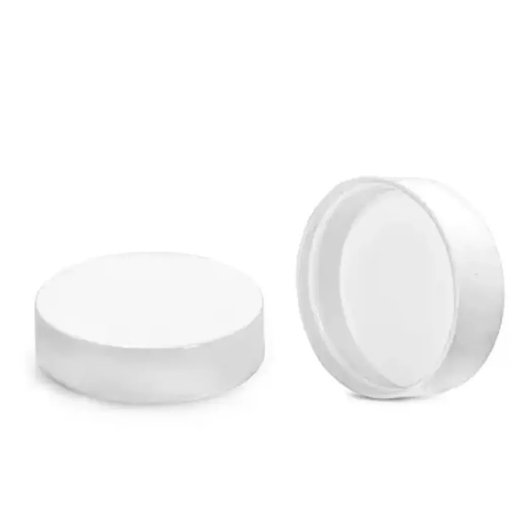 [2250-19] 33-400 White Plastic Lid, with liner  (Use with 1/8 oz Lip Gloss Jar)