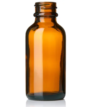[XS-GLB-A02] 1 oz Amber Glass Boston Round Bottle, 20-410 Neck