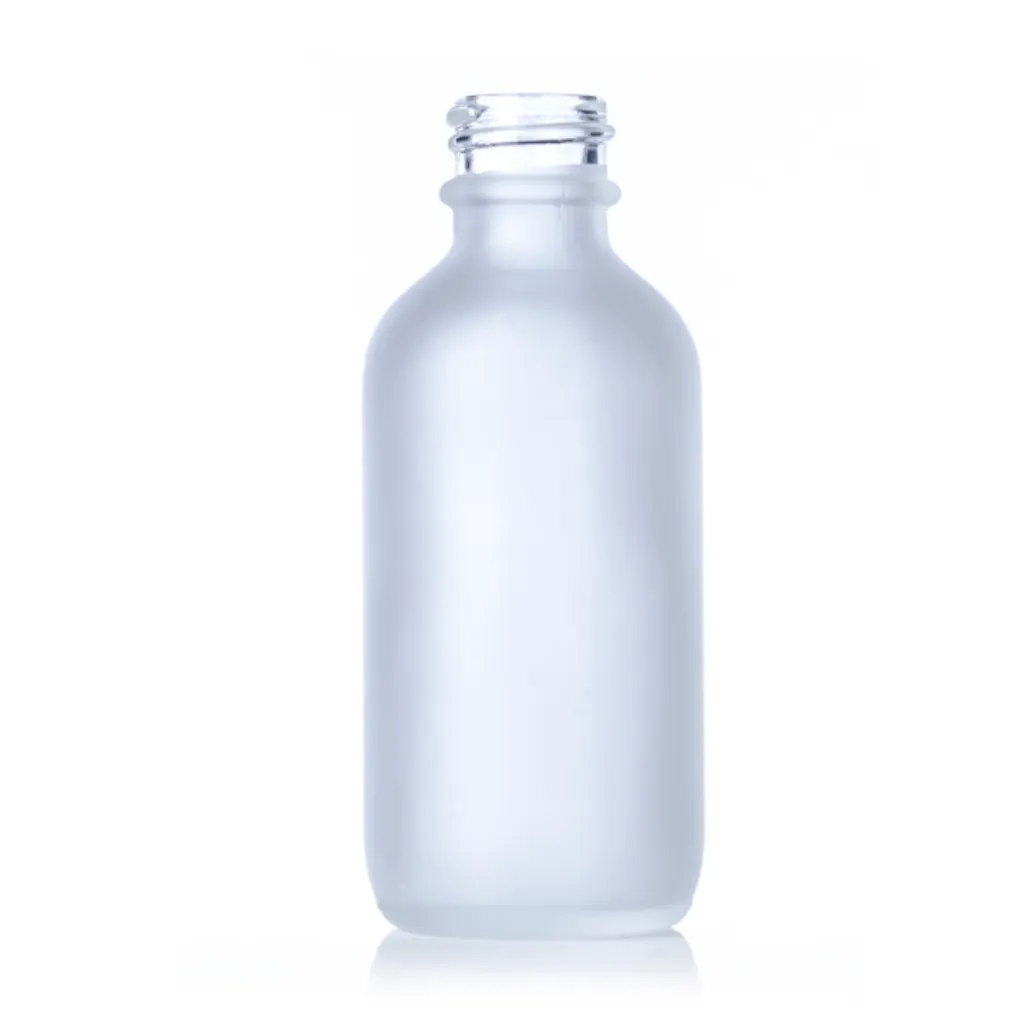 [XS-GLB-F02] 1 oz Frosted Glass Boston Round Bottle, 20-410 Neck
