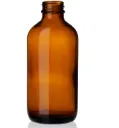 16 oz Amber Glass Boston Round Bottle, 28-410 Neck 