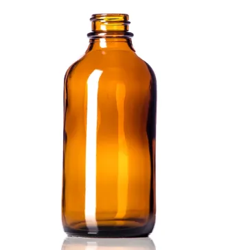 4 oz Amber Glass Boston Round Bottle, 24-410 Neck