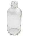 4 oz Clear Glass Boston Round Bottle, 24-410 Neck
