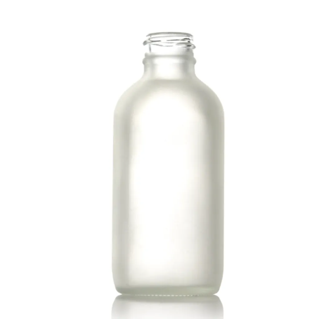 [XS-GLB-F09] 4 oz Frosted Glass Boston Round Bottle, 24-410 Neck