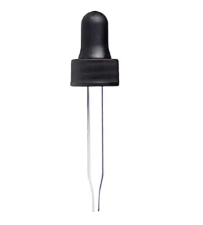 Black PP plastic 20-400 SMOOTH skirt dropper (1 oz Bottle)