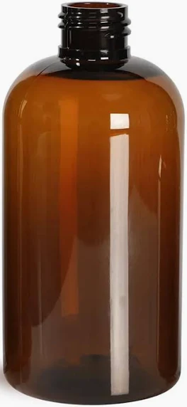 8 oz Amber PET Boston Round Squat Bottle, 24-410