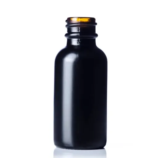 1 oz Black Amber Glass Boston Round Bottle, 20-400 Neck