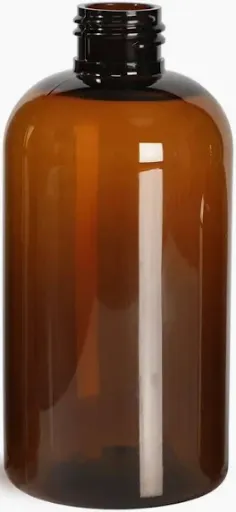 8 oz Amber PET Boston Round Squat Bottle, 24-410