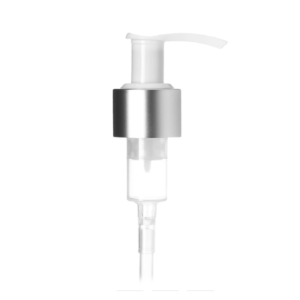 24-410 Matte Silver Lotion Pump with White Pump